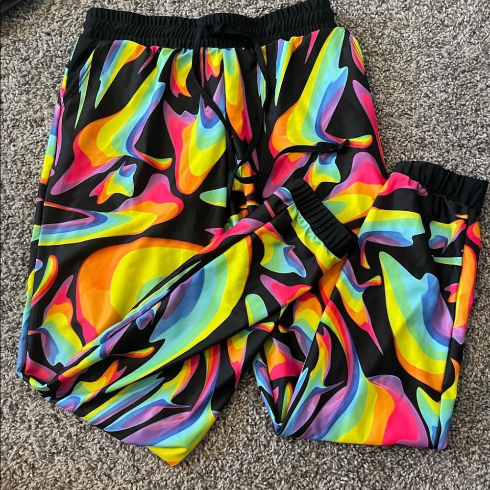 Rave After Rave rainbow lava  joggers